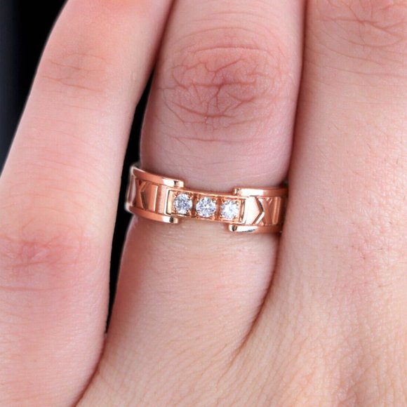 19039 Tiffany & Co. Atlas Roman Numeral Diamond 18K Rose Gold Band 6 - Picture 4 of 5